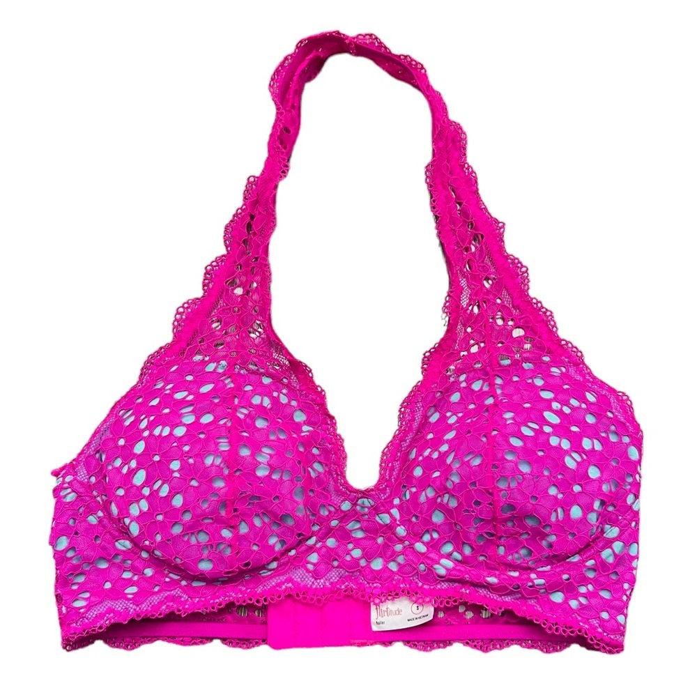 Vintage Y2K Flirtitude Large Pink With blue interior Bralette Large